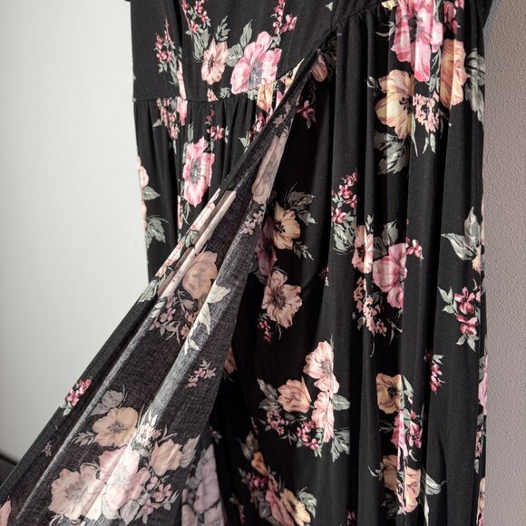 Torrid Womens Black Floral Challis Maxi Dress Size 0 Feminine Boho Garden Party - Picture 8 of 14